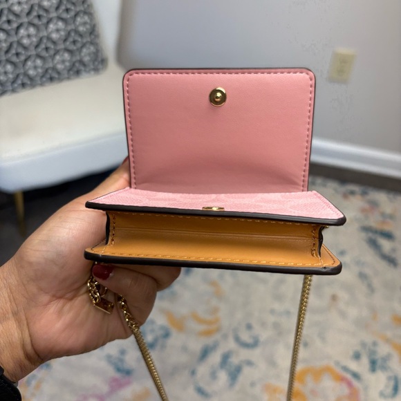Coach Powder Pink Mini Wallet on a Chain - Picture 6 of 7